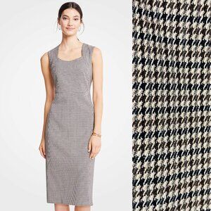 Ann Taylor Woven Check Square Neck Sheath
